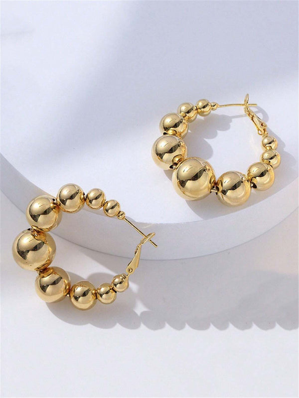 Reriti Beaded Balls Hoop Earrings - Gold