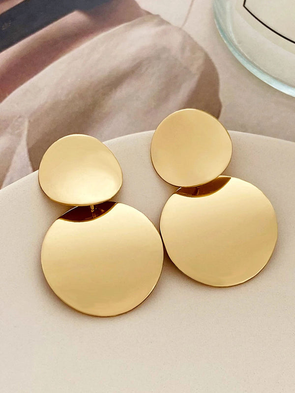 Reriti Double Round Drop Earrings - Gold