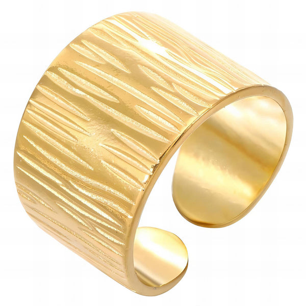 Reriti Intensity 18K gold plated Finger Ring - Hammered Hollow C