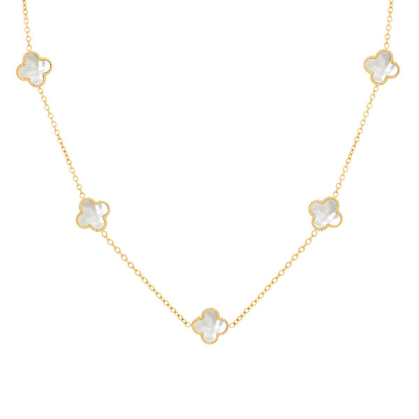 Reriti Intensity 18K gold plated White Four Leaf Clover Necklace