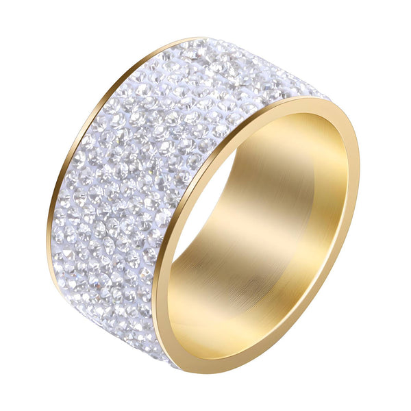 Reriti Intensity 18K gold plated 8 Row Crystal Finger Ring - Size 7