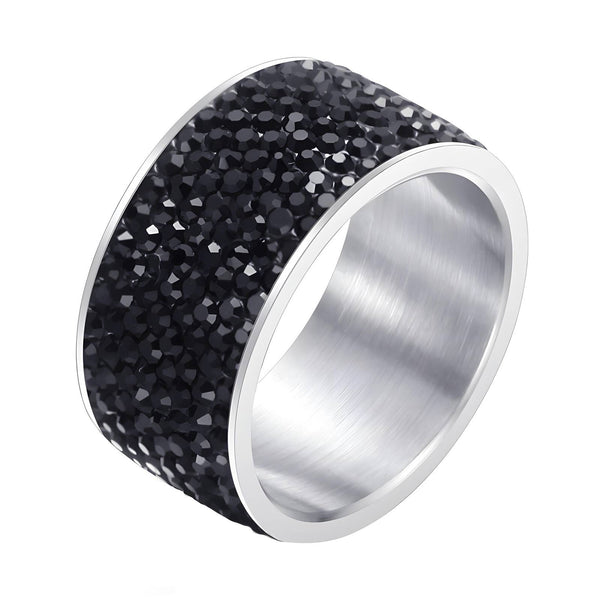 Reriti Intensity Stainless steel Black Studded Finger Ring - Size 7