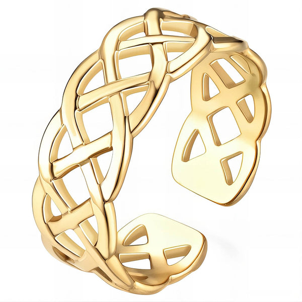 Reriti Intensity 18K gold plated Braided Finger Ring - Size 7